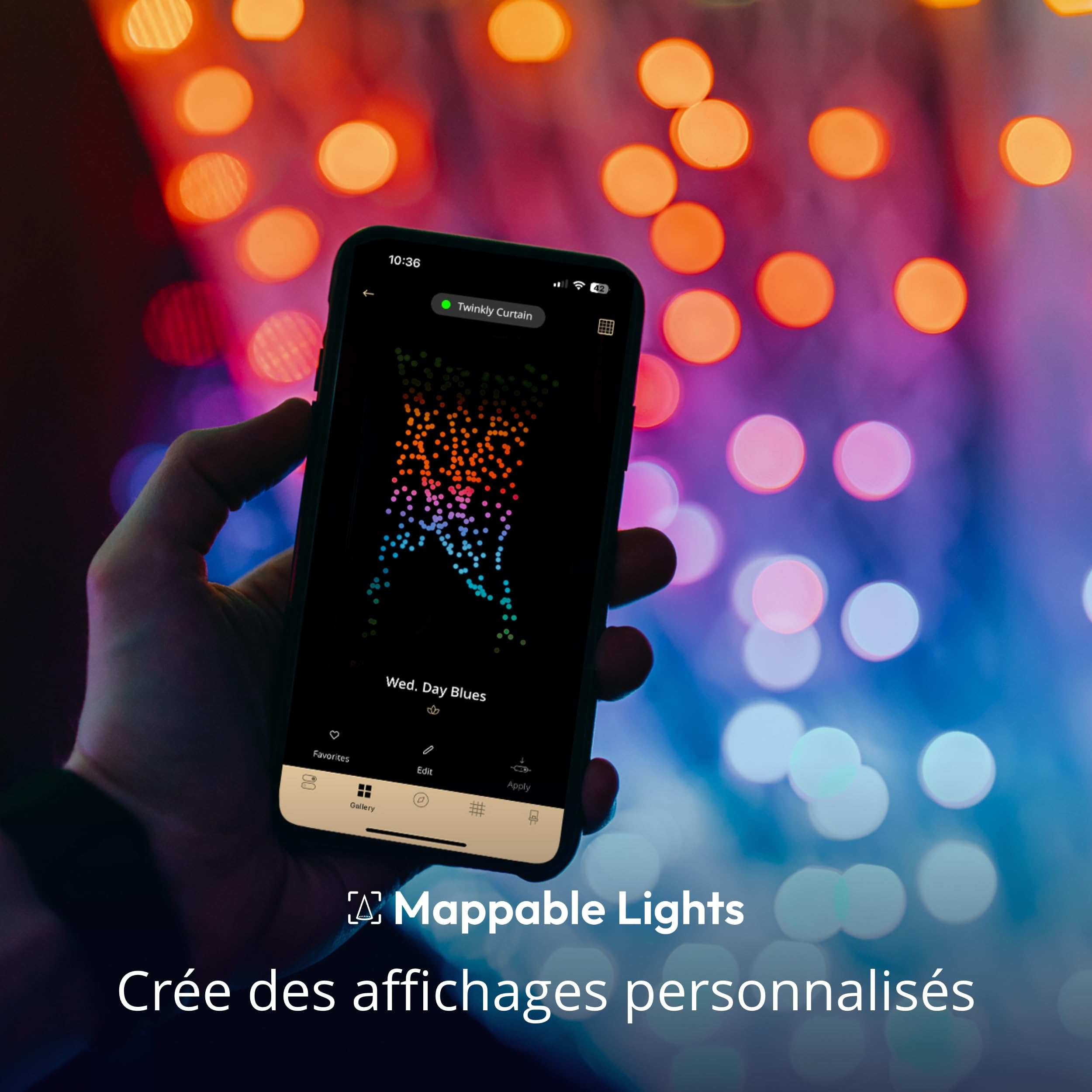 Twinkly Curtain 210 LED RGB+Blanc, Guirlande LED Extérieure et Intérieure, Lumières Smart RGB et Blanc, Compatible avec Alexa, Google Home, IP44, Contrôle App, Fil Transparent, 1.5m x 2.1m