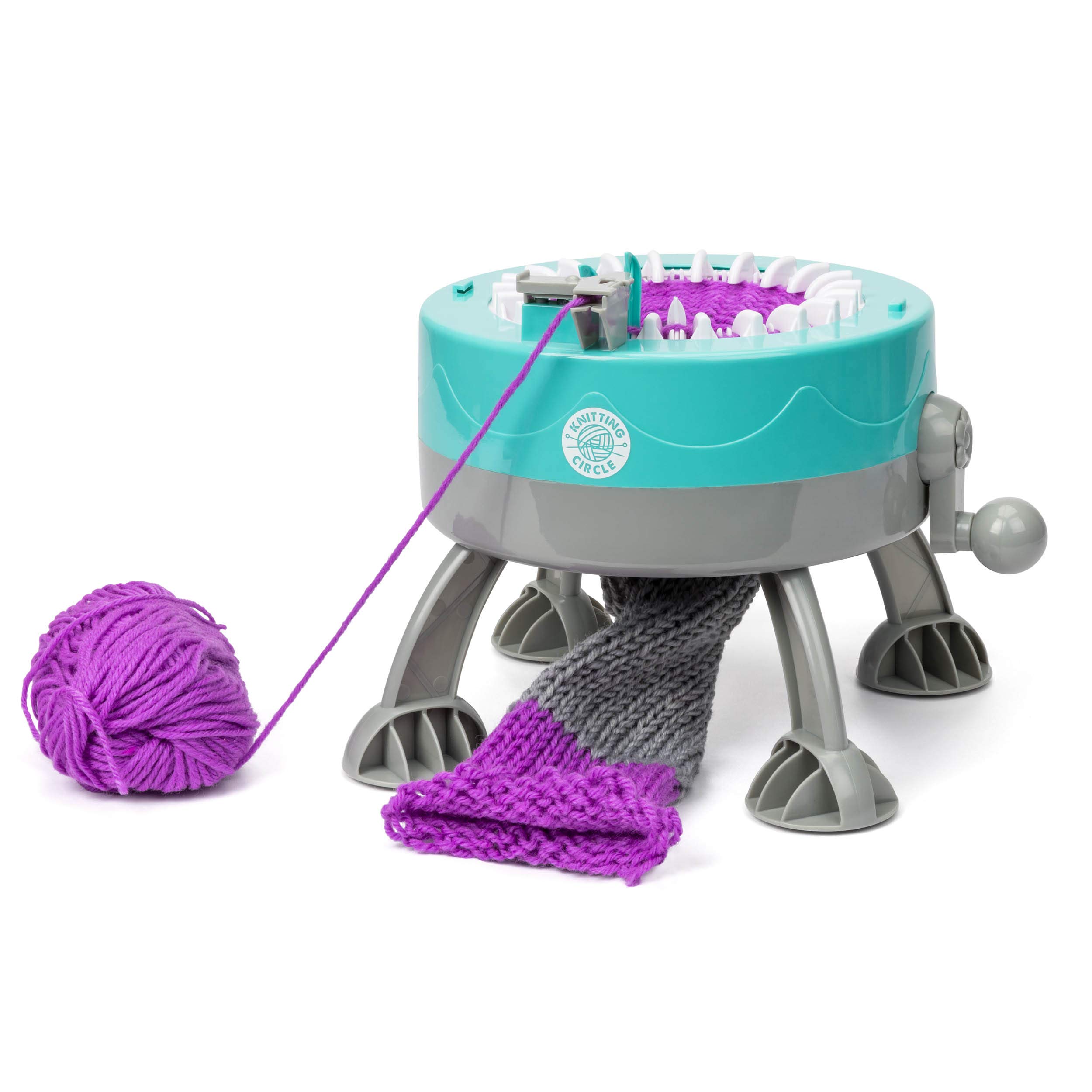 Knitting Circle Station for Kids | Kit de Manualidades para niños para Principiantes, máquina de Tejer pequeña, Guantes de Punto, Sombreros y Bufandas con Hilos de Dos Colores