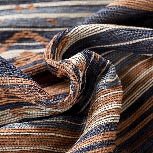 Miniatura 5 de Paseo Road by HiEnd Accents  Juego de funda de edredón Estes Western de 3 piezas juego de cama de cabaña rústica a rayas azules detalles de piel