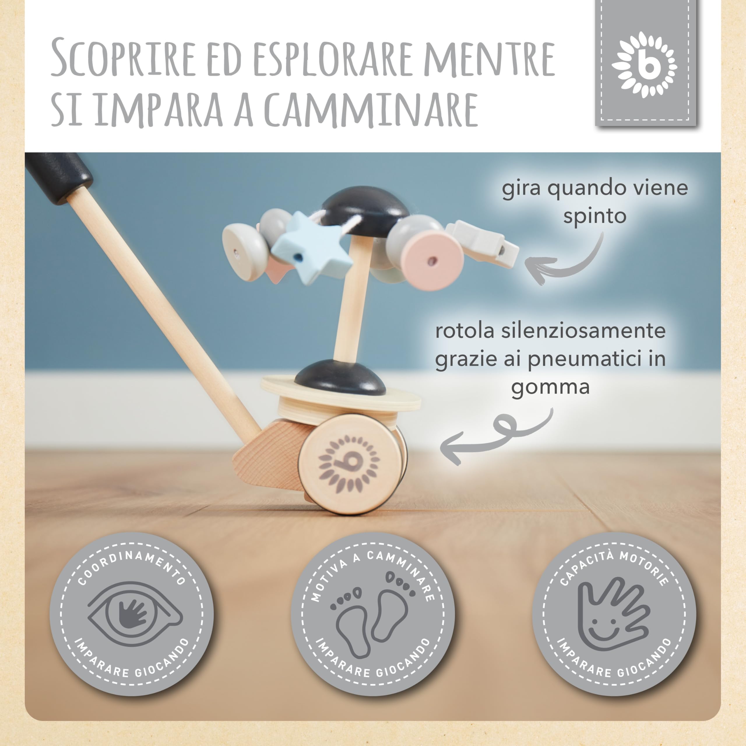 Bieco | gioco trainabile per bambini | ruota in legno | giocattoli trainabili | primi passi con ruote