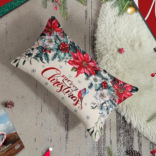 Miniatura 6 de Funda de almohada decorativa de 12 x 20 pulgadas, diseño de plantas de invierno, para decoración del hogar, para sofá