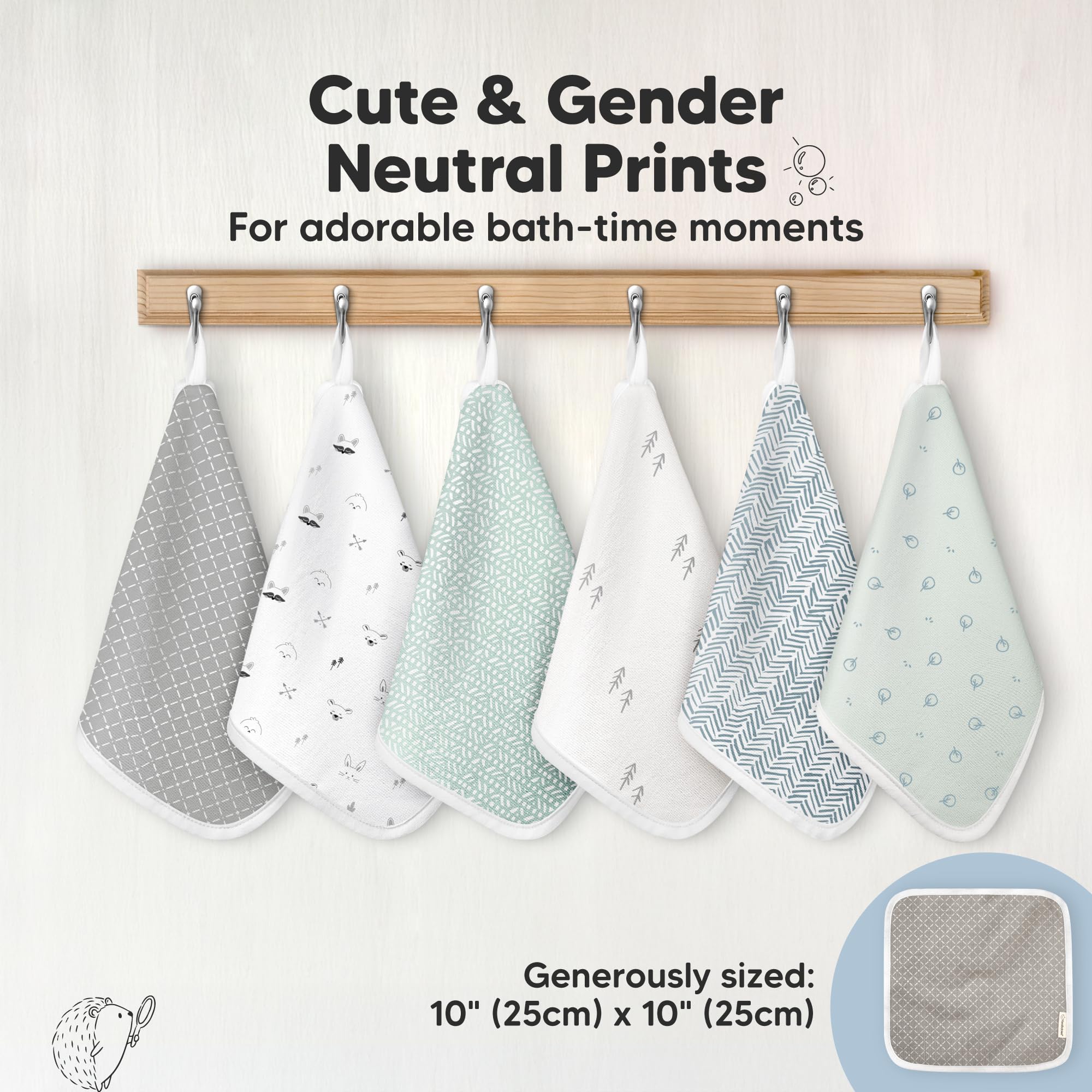 6pk Salviette bebè cotone per neonati - Salviette in mussola di cotone bio morbide per maschi, femmine, neonati, asciugamani bimbi, assorbenti e delicate per pelle sensibile (Nordic)