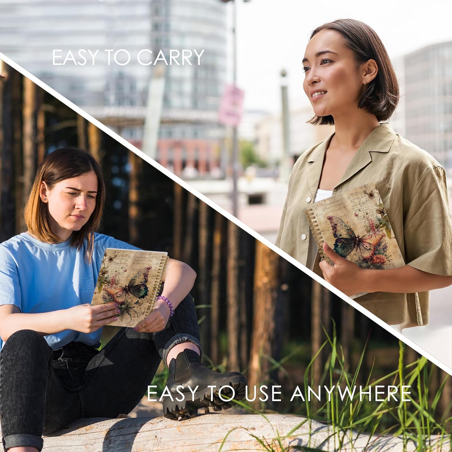 Vintage Butterfly Spiral Notebook, Butterfly Journal, Butterfly Notebook, Butterfly Notebooks for School, Butterfly Floral Office Supplies Gifts for Women Girls Coworkers, 5.5x8.3 Inch - Image 6