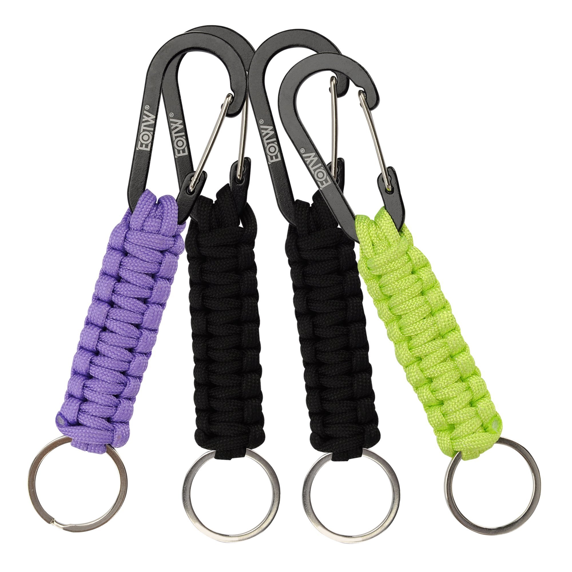 EOTW Paracord Keychain with Carabiner Military Braided Survival Lanyard Key Ring Hook for Outdoor Camping Hiking 4Pack