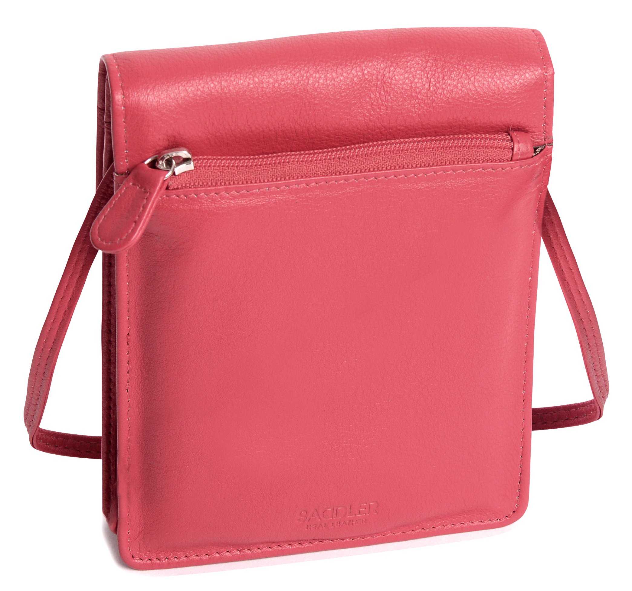 SADDLER Anti-RFID Pochette de Voyage en Cuir pour Passeport Cross Body– Etui pour Cartes - Fuchsia
