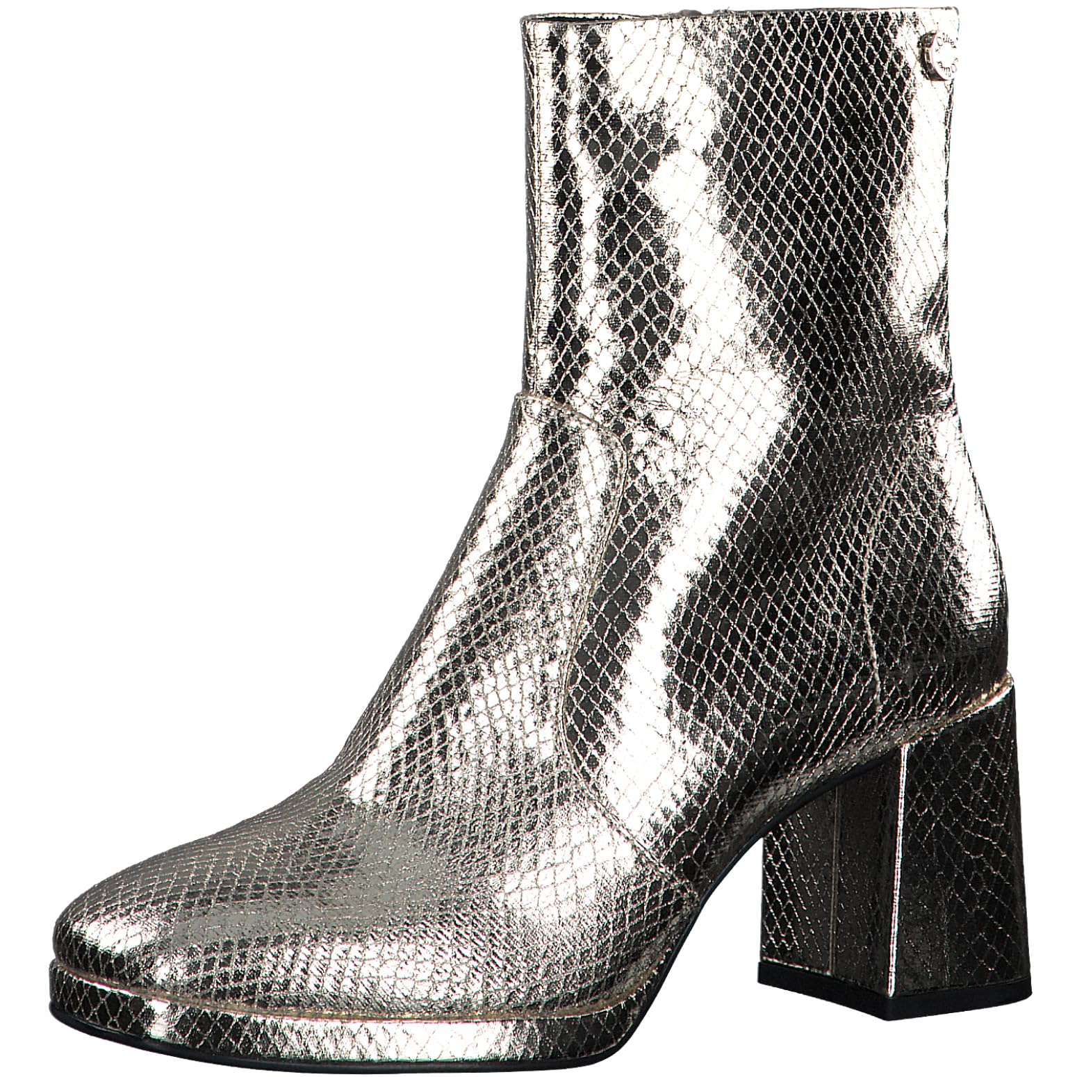 s.Oliver Womens Snake Print Block Heel Ankle Boots, gold, 7 UK
