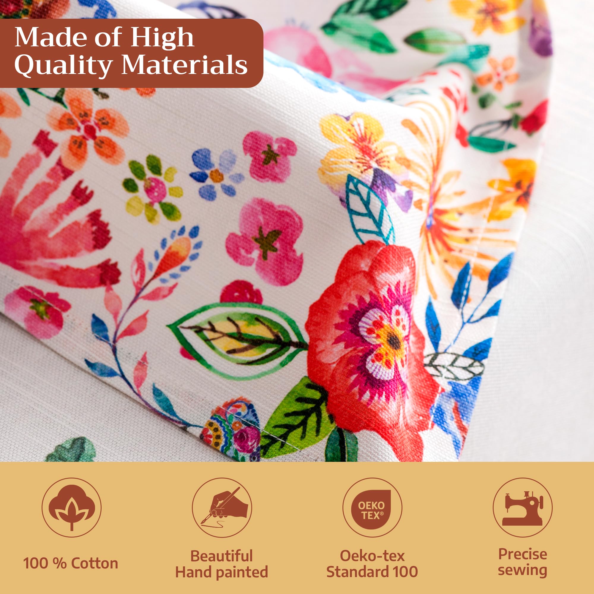Maison d'Hermine Set di 4 tovaglioli di stoffa, 100% cotone, riutilizzabili, quadrati, lavabili, per cene, feste, matrimoni, ristoranti, Primavera Estate (Happy Florals - High Summer, 45 cm x 45 cm)