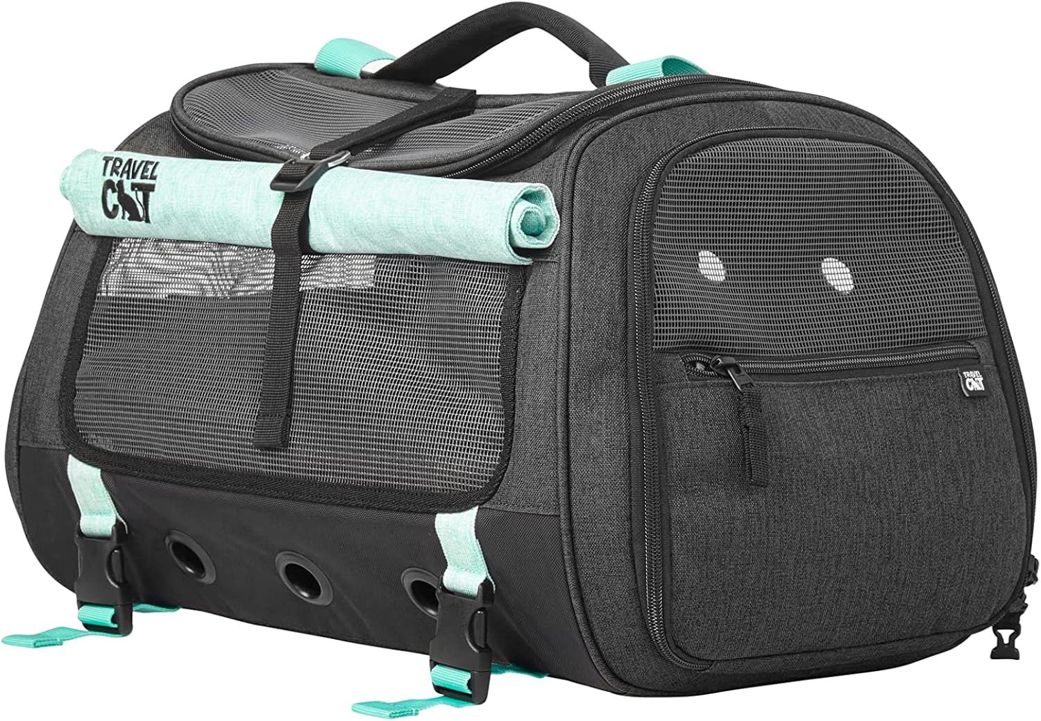 トラベルキャットキャリアバッグ - ポータブル 快適 ソフト サイド トランスポーター 猫 キャリー 小型 ミディアム 猫 子猫 3