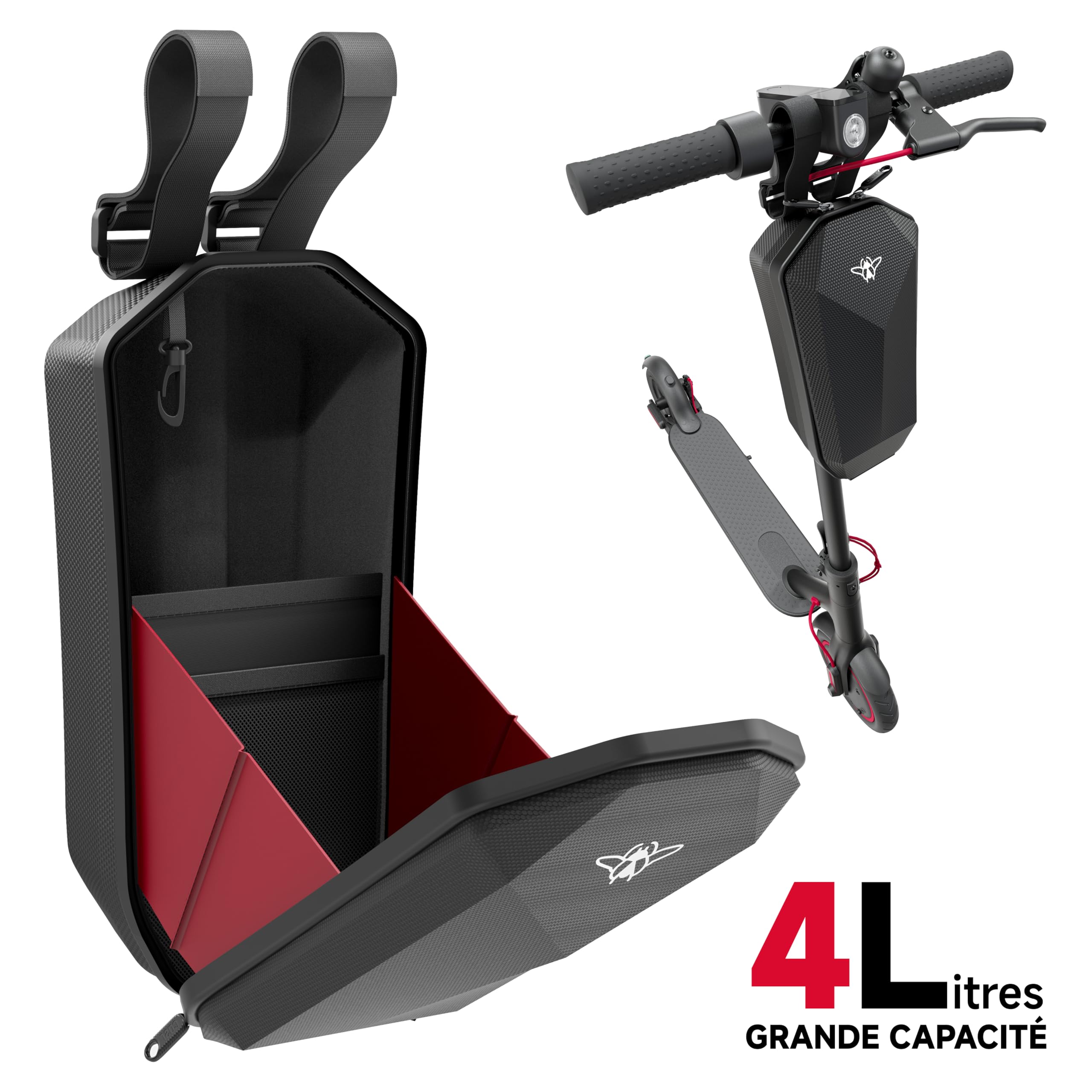 CASR Borsa grande borsa universale 4L per bicicletta e monopattino – impermeabile e resistente agli urti, design riflettente e facile da montare, look urbano elegante – nero