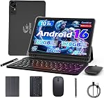 Android 15 Tablet, 10 Inch Tablet, 20GB RAM+128GB ROM/2TB Expandable Tablet PC, 2 in 1 Tablets with Keyboard, Mouse, Case, Stylus, Quad-core 2.0GHz CPU HD Screen, 5G WiFi 6 BT 5.0, 8MP Camera Tableta