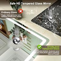 STARLEAD Nagy Fürdőszobai Tükör LED Világítással 120 x 70 cm- Szabályozható Fényerő, 3 Színhőmérséklet, Páramentesítő, Bluetooth Hangszóró, Edzett Üveg 7