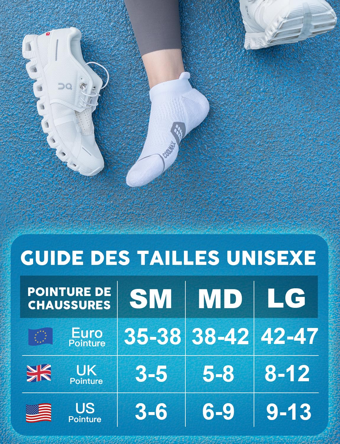 Juclise Bamboo Compression Sport Basses Invisibles pour Femmes, Absorbant l'Humidité Amorti