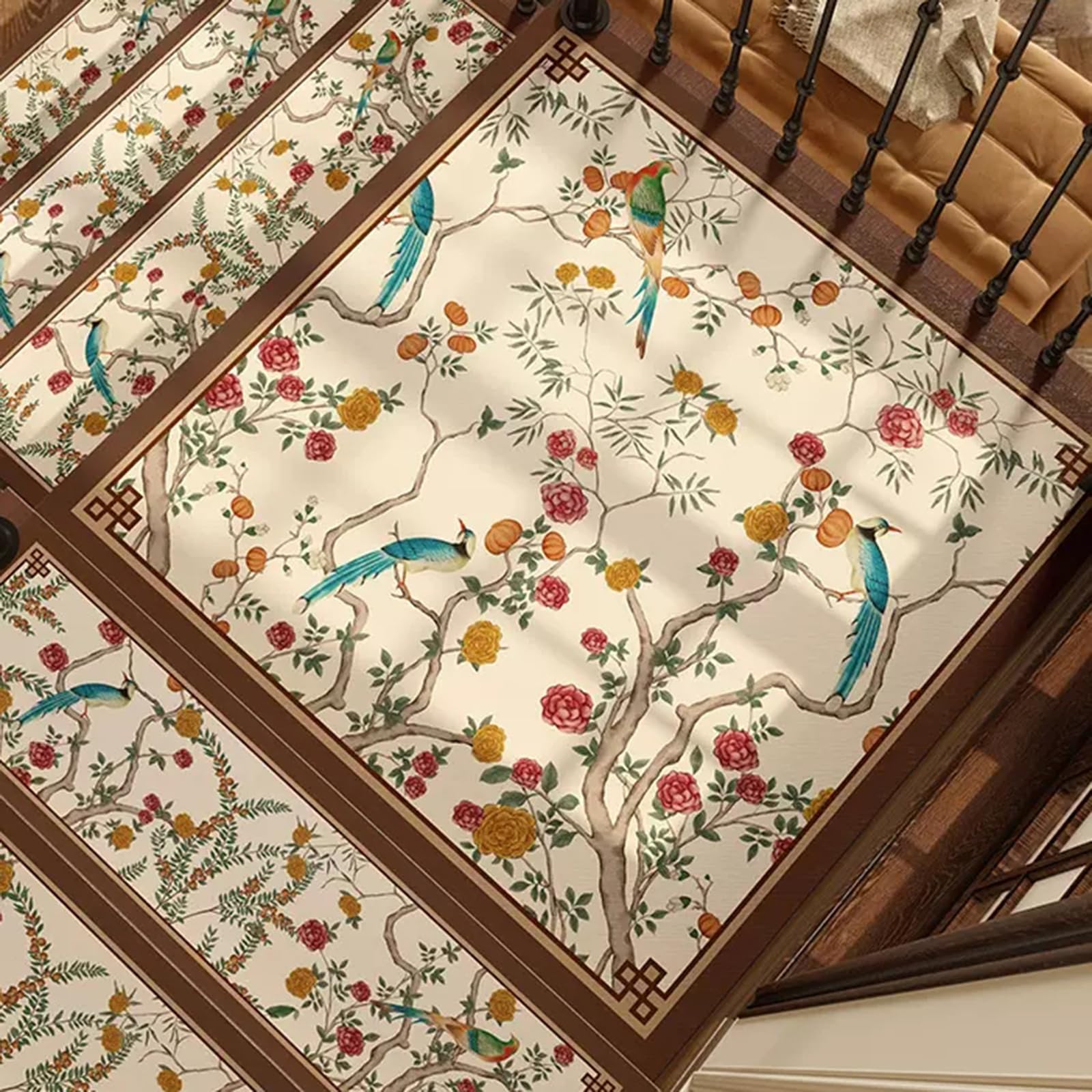 Rellanos de escaleras seguros con alfombrillas cuadradas antideslizantes para perros y niños