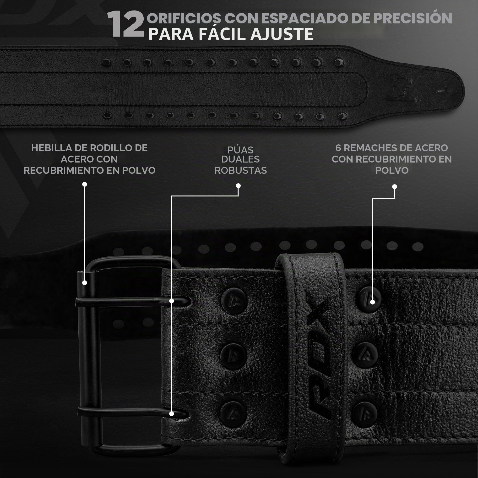 RDX Cinturón de Levantamiento de Pesas, cinturón de Cuero de Doble Punta de 10 mm y 13 mm de Grosor, Soporte Lumbar de 4 Pulgadas, Entrenamiento de Fuerza de Culturismo
