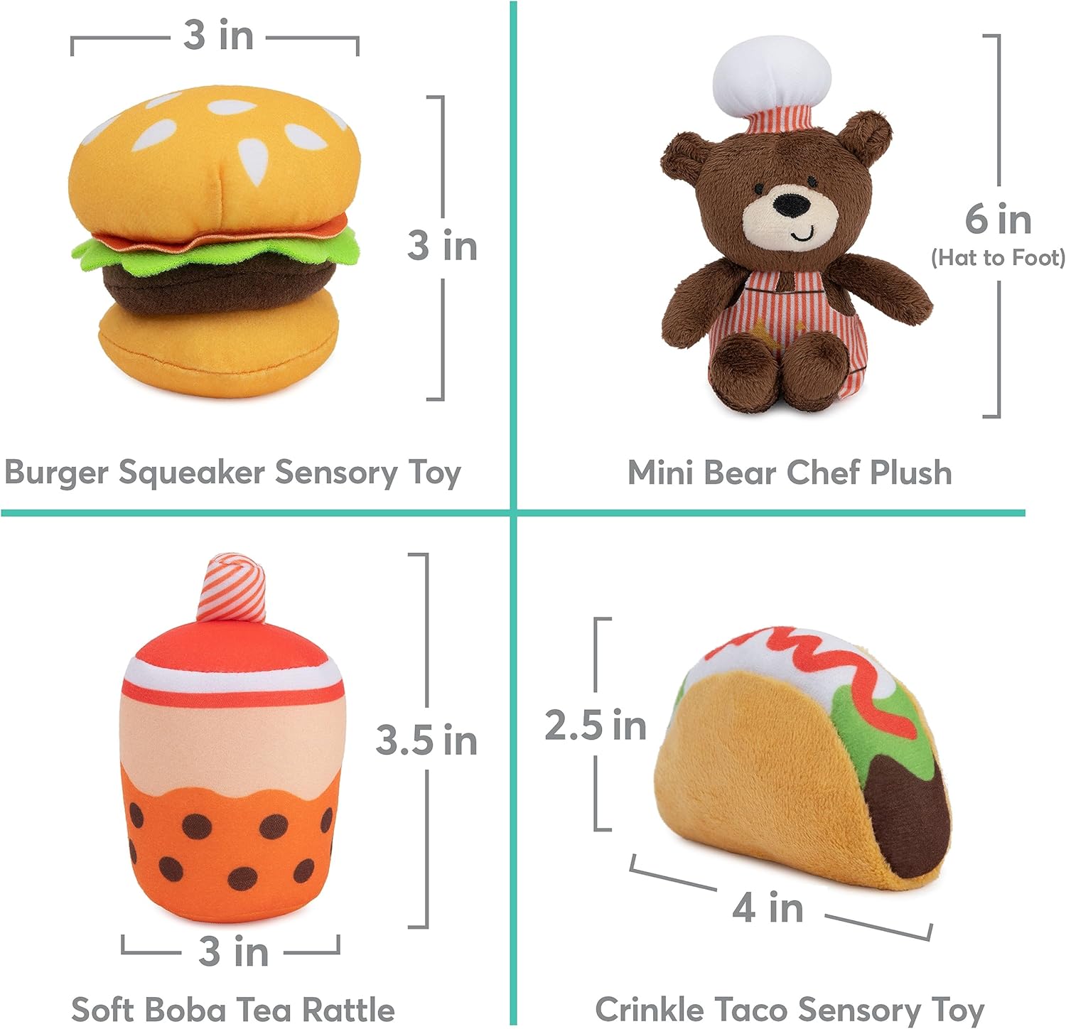 Baby GUND Play Soft Collection, My Little Food Truck 5-Piece Plush Playset with Rattle, Squeaker and Crinkle Sound Toys, Sensory Toy for Babies, 7.5”