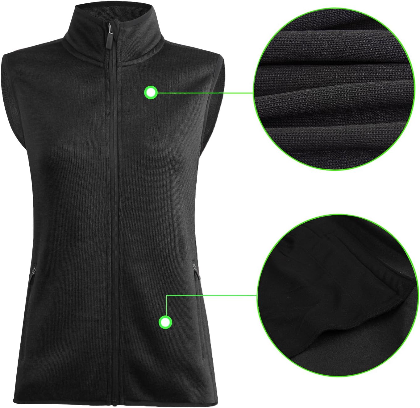 Zip Up Womens Vest with Zipper Pockets Athletic Sweater Fleece Vest Sleeveless Sweater Jacket - Image 4