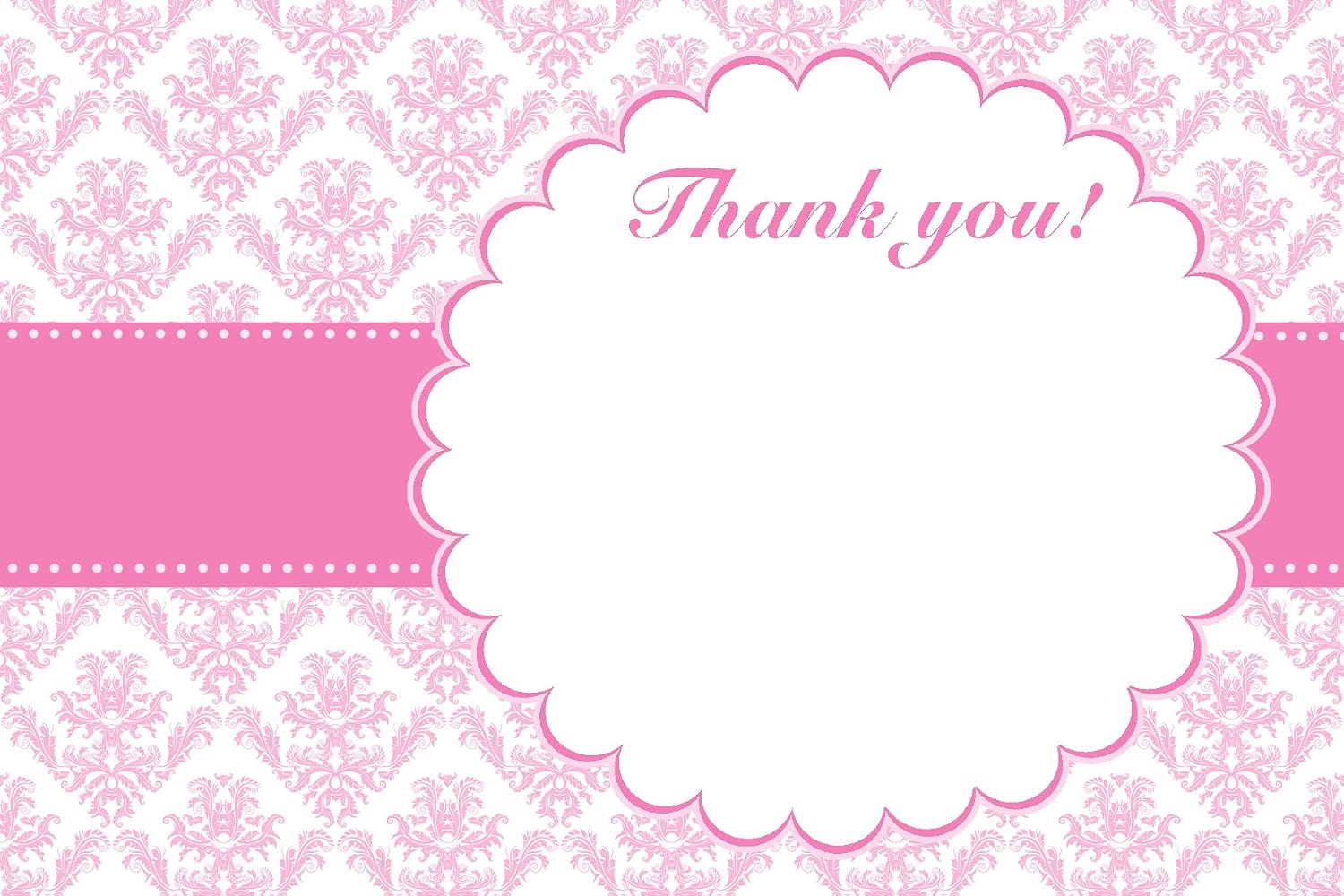 30 Pink Vintage Damask Blank Thank You Cards Bridal Wedding Shower Birthday Party + 30 White Envelopes