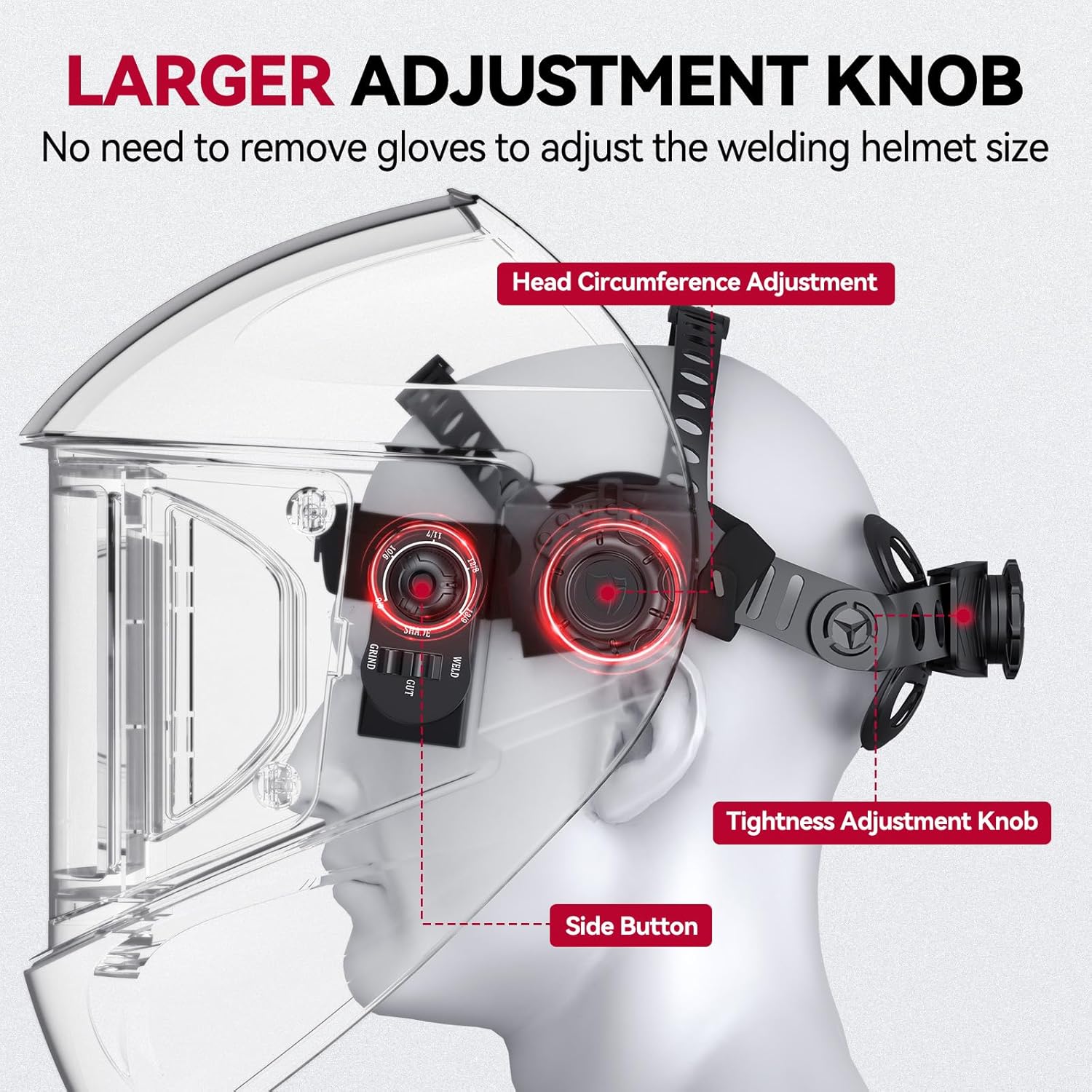 ARCCAPTAIN Auto Darkening Welding Helmet with Side View, 180° Panoramic View, 1/1/1/1 True Color Large Viewing Welding Hood with 4 Arc Sensor Solar Powered, Wide Shade 4/5-9/9-13 for TIG MIG ARC CUT - Image 7