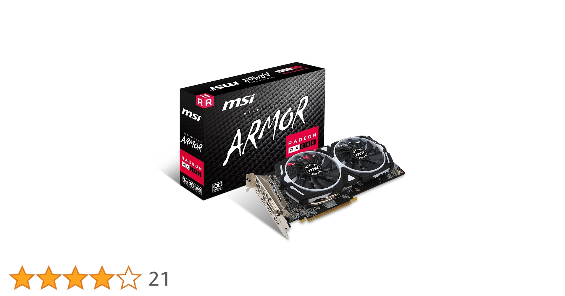 Amazon | MSI Radeon RX 580 ARMOR 8G OC グラフィックスボード VD6879