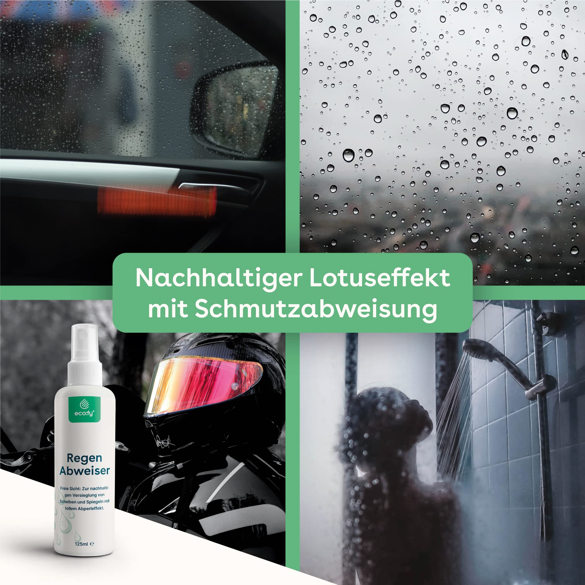 Deflector de lluvia para lunas y espejos de casco con efecto perla y repelente de suciedad (0,125 litros)