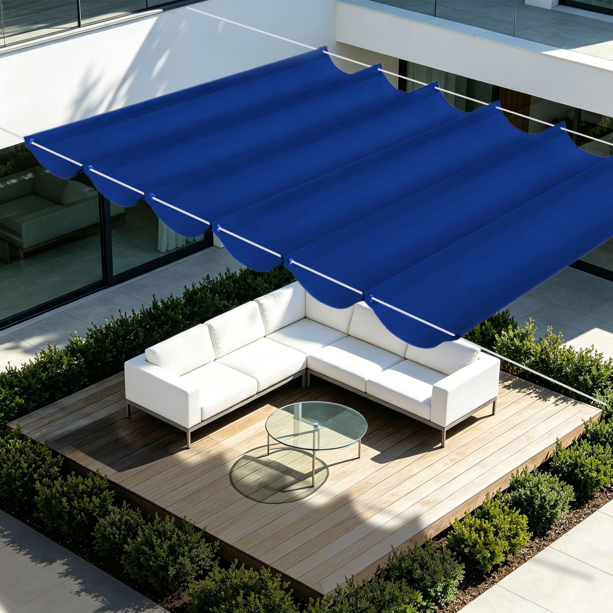 Toile d'ombrage avec oeillets et cordons étanche pour extérieur balcon