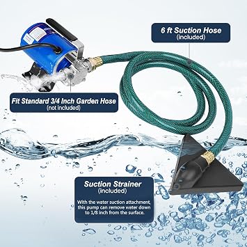 TecHome Water Pump Water Transfer Pump, 115V 1/10HP 330GPH Water Hose Pump, with Suction Hose Kit.