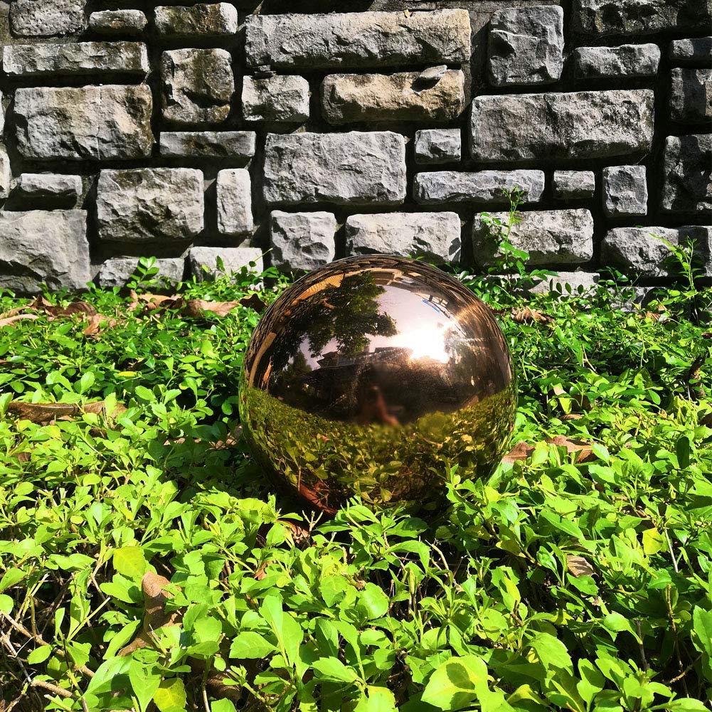 30 cm Durchmesser, Spiegelkugel aus roségoldenem Edelstahl, poliert, reflektierend, glatte Gartenkugel, bunt und glänzend, Ergänzung für jeden Garten oder Zuhause