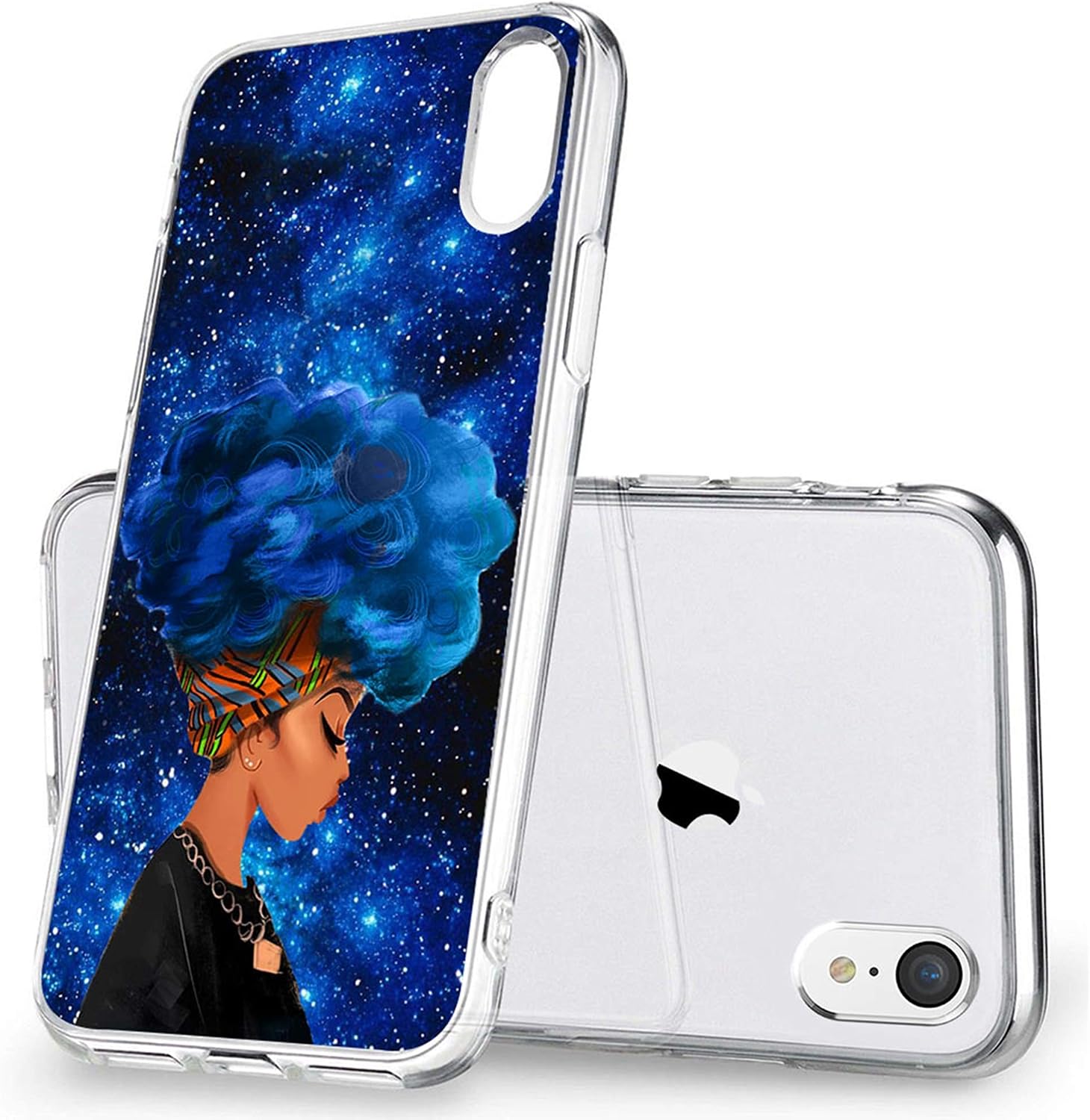 cocomong African American for iPhone XR 6.1" Case Black Afro Girl Pattern Protective Phone Case Cover for iPhone XR Flexible TPU Thin Anti-Drop-Scratch Shockproof Bumper for Girls Women Men Boys