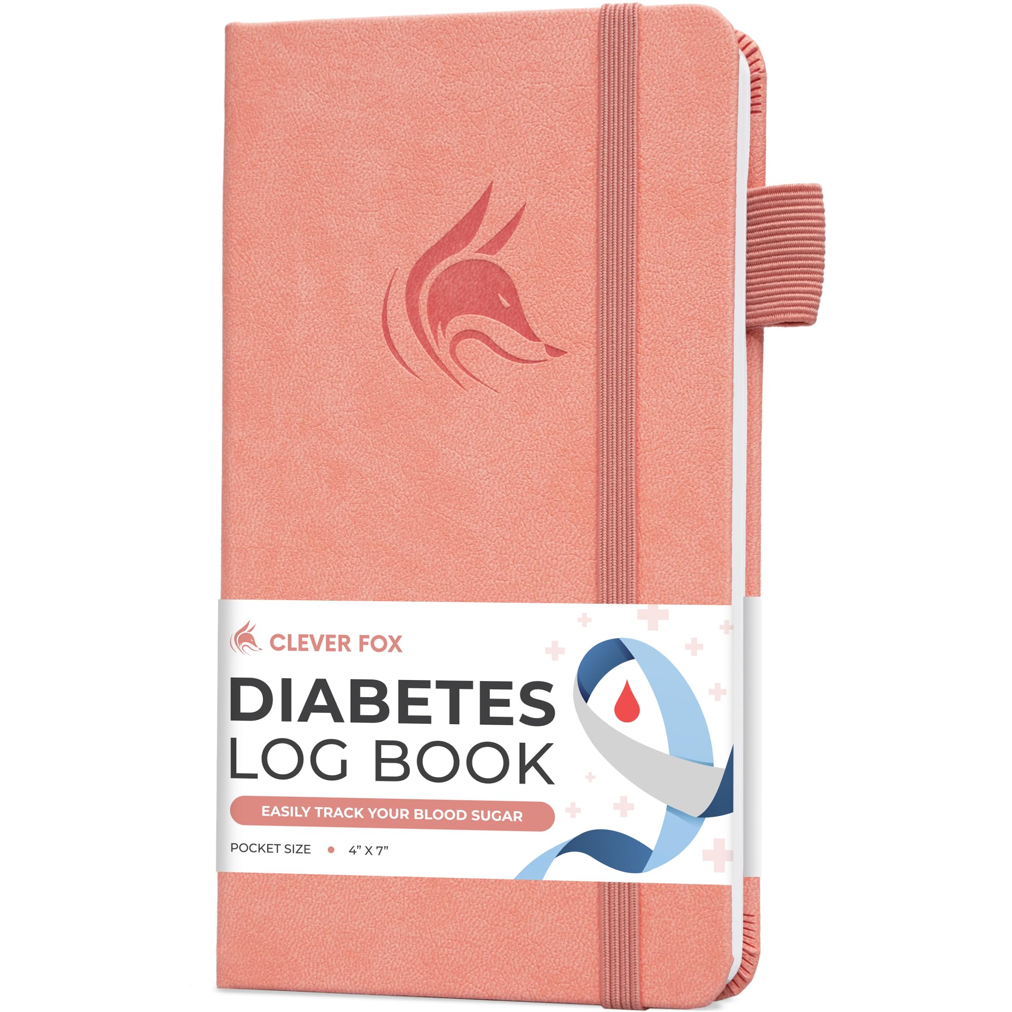 Clever Fox Diabetes Log Book – Daily Diabetic Food Journal with Blood Glucose Tracker – Blood Sugar Notebook for Diabetics Control (Peach Pink)
