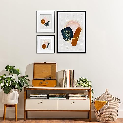 Miniatura 2 de FrameWorks Portarretratos de aluminio negro con vidrio templado, con paspartú extraíble, marco de fotos con esquinas fuertes, marco de fotos de 12 x