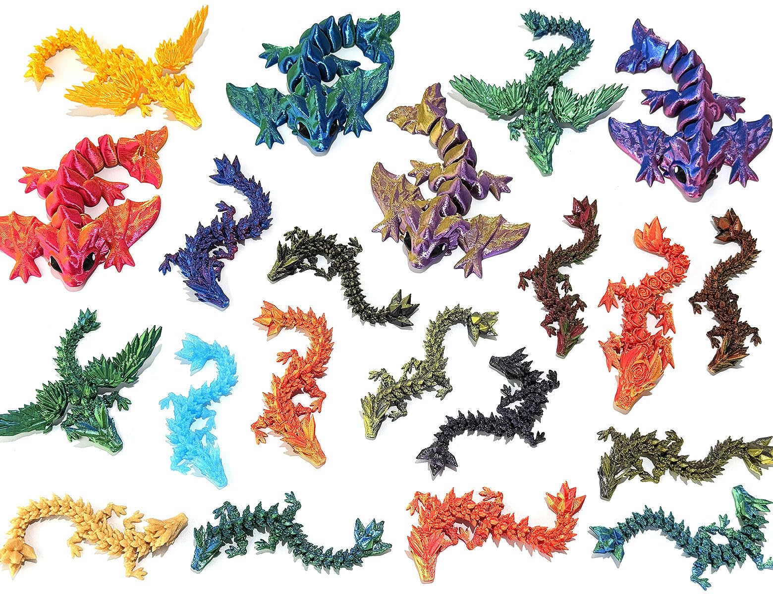 View 1 of 12PCS 3D Printed Dragons, Flexible Articulated Fidget Toys, Random Colors