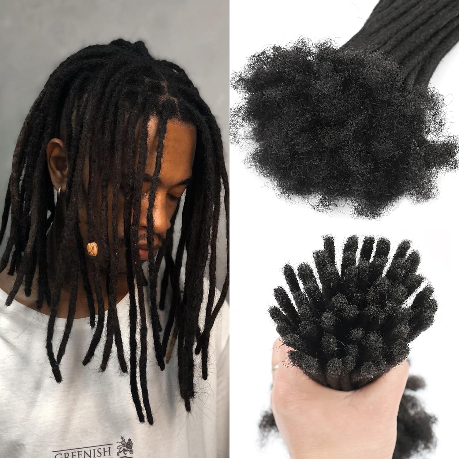 Human Hair Loc Extensions 6 Inch 70 Str Dreadlock Extension Human Hair 100% FUll Handmade Dread Extension for Man/Woman/Kids Locs Can be Curly and