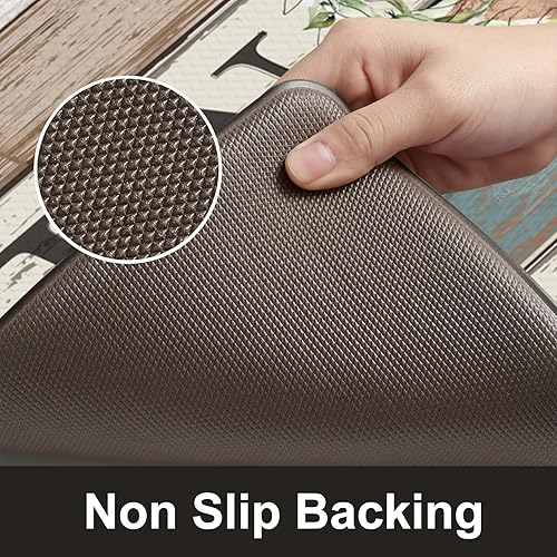 Miniatura 4 de KIMODE 2 tapetes de cocina, acolchados antifatiga, alfombras y tapetes de cocina de granja, antideslizantes, impermeables, para piso, tapete de