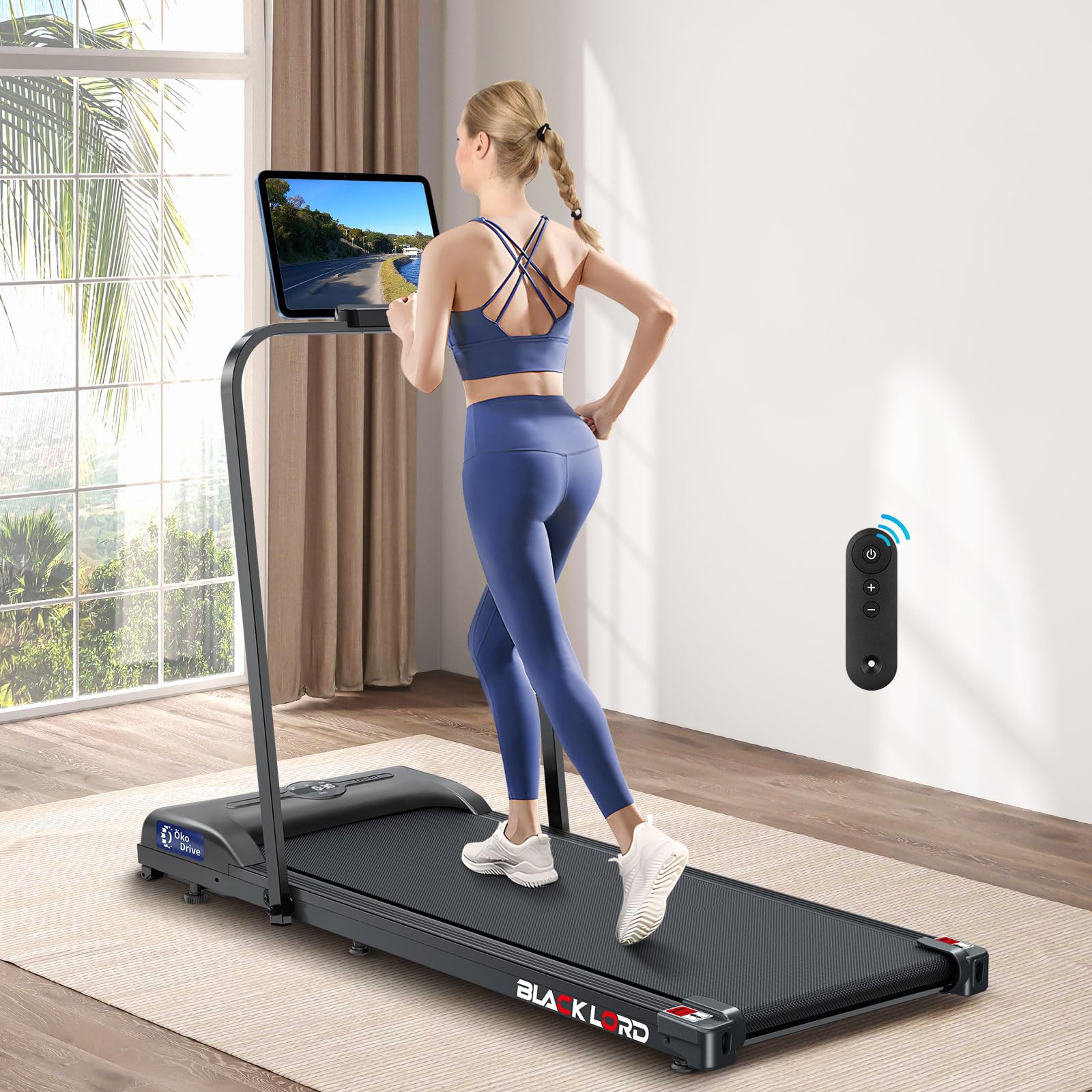 BLACK LORD Cinta de Correr, Walking Pad con/sin inclinación del 9%, Superficie de Carrera,9/12/16km/h, para Debajo del Escritorio, Pantalla LED, portátil,silenciosa,Capacidad de Peso de 120/130/140kg