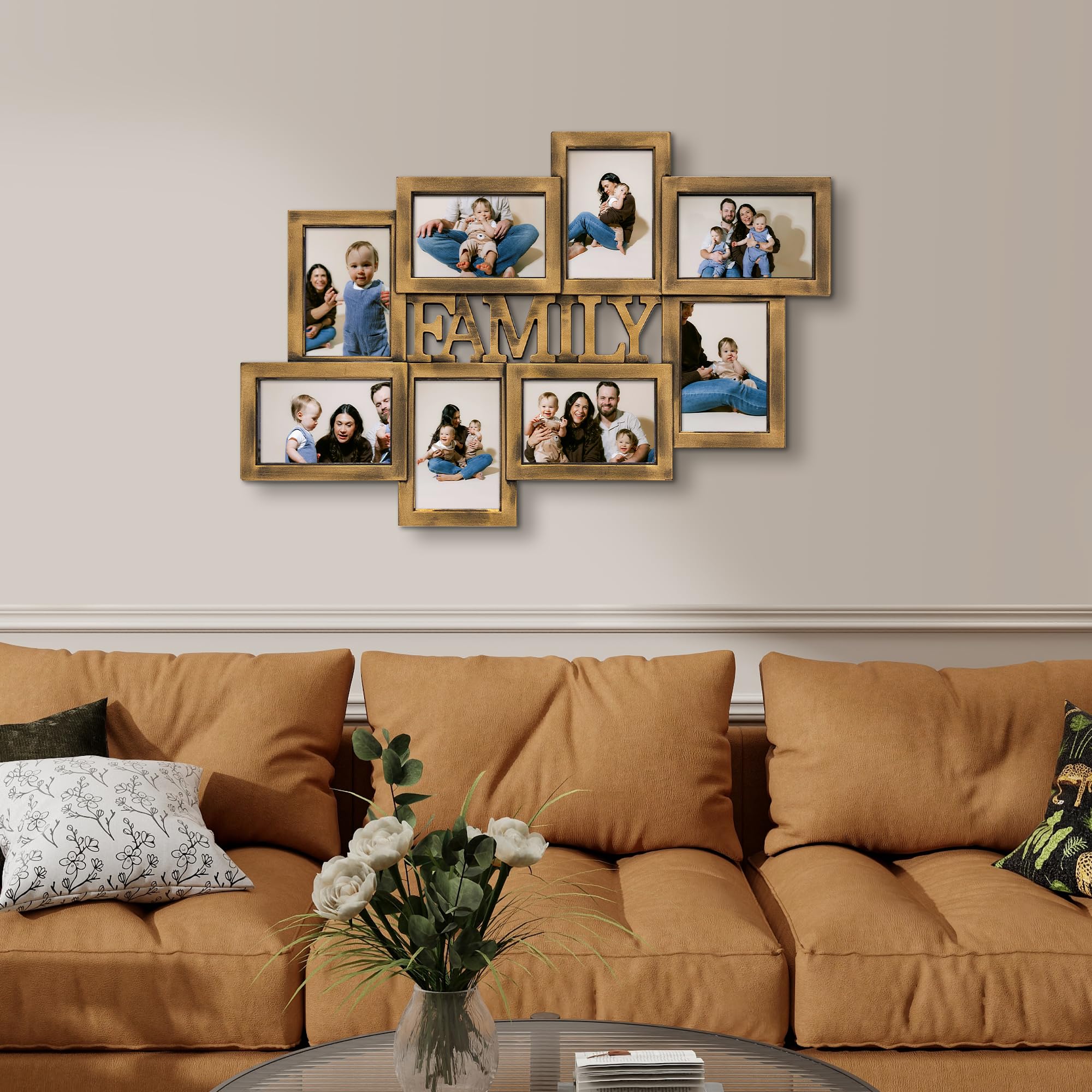 Jerry & Maggie Cornice portafoto per 8 foto di famiglia, decorazione da parete, 10 x 15 cm, decorazione da parete per famiglia, cornici in PVC, decorazione da parete per foto da 10 x 15 cm, elegante e
