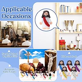 Bememo 50 Pcs Mini Jesus Figures Jesus Loves You Christ Toys Little Christ Figures to Hide and Seek Sunday School Religious Party Favors Gift(Multicolor)