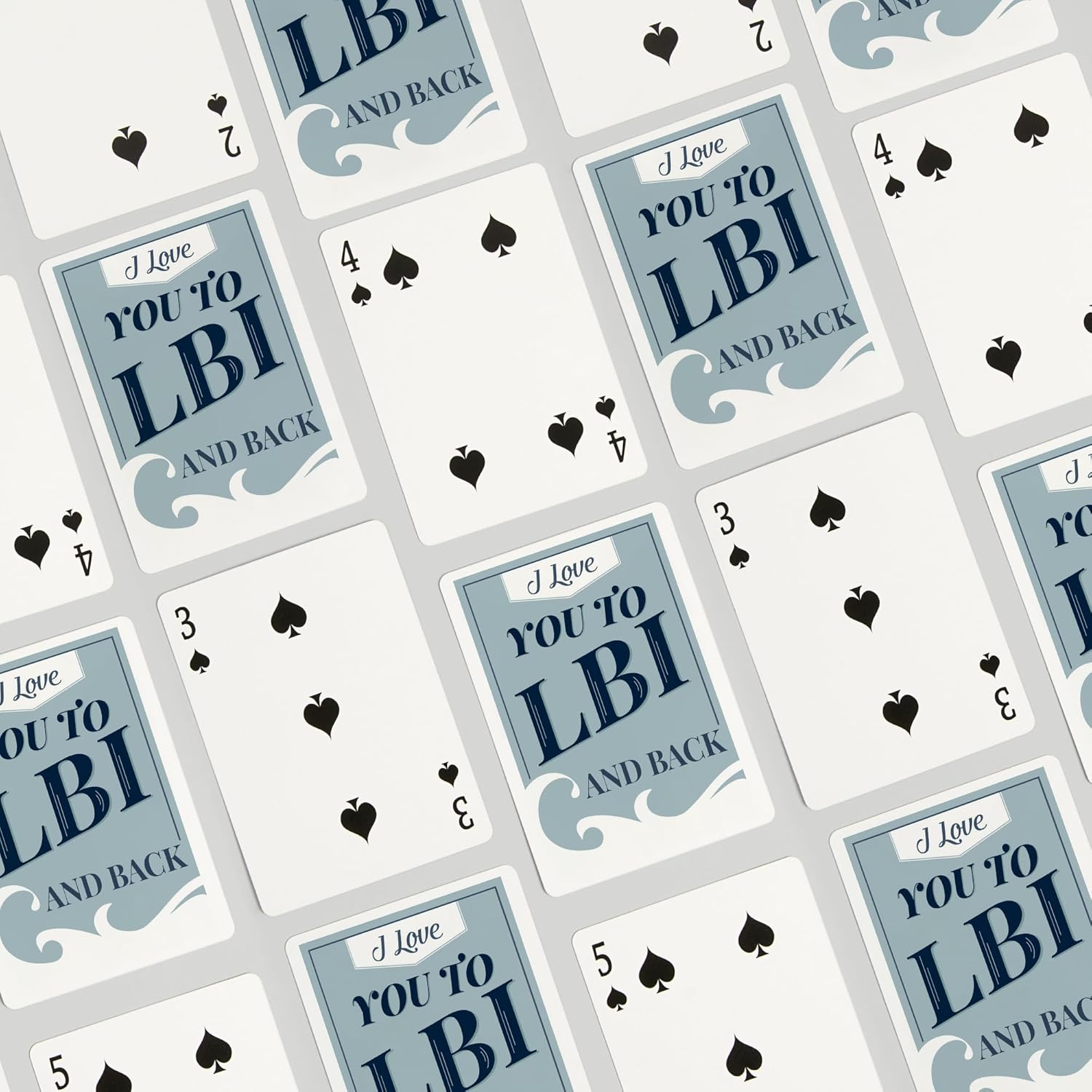 Lantern Press Love You to LBI and Back, Beach Sentiment, Light Blue, 52 Playing Cards for Adults, Poker Size Card Deck