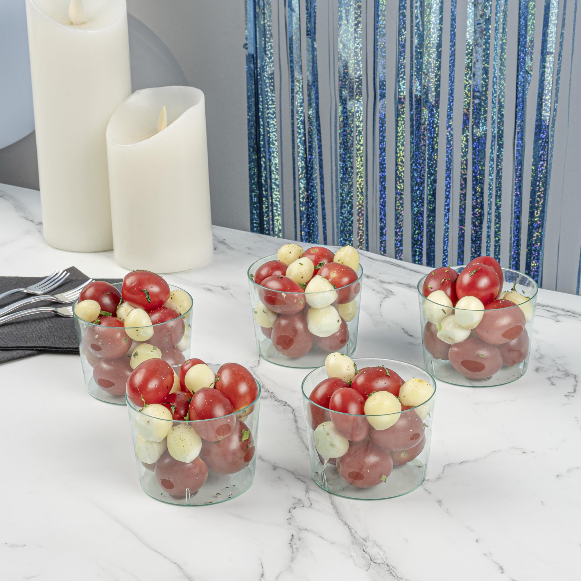 Restaurantware 100 vasos de postre, vasos redondos de mousse de 6 onzas, vasos de plástico transparente para postres, fiestas y eventos, para aperitivos o postres Restaurantware