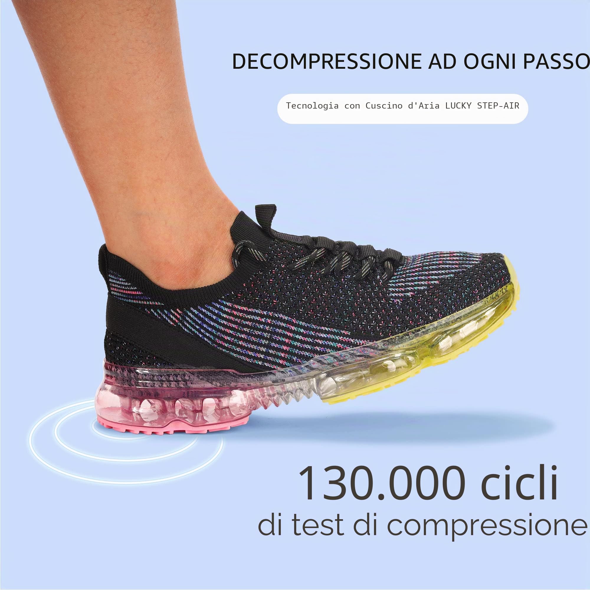 LUCKY STEP Scarpe da Ginnastica alla Moda da Donna Cuscino d'Aria Traspirante Comodo Leggero per Camminare