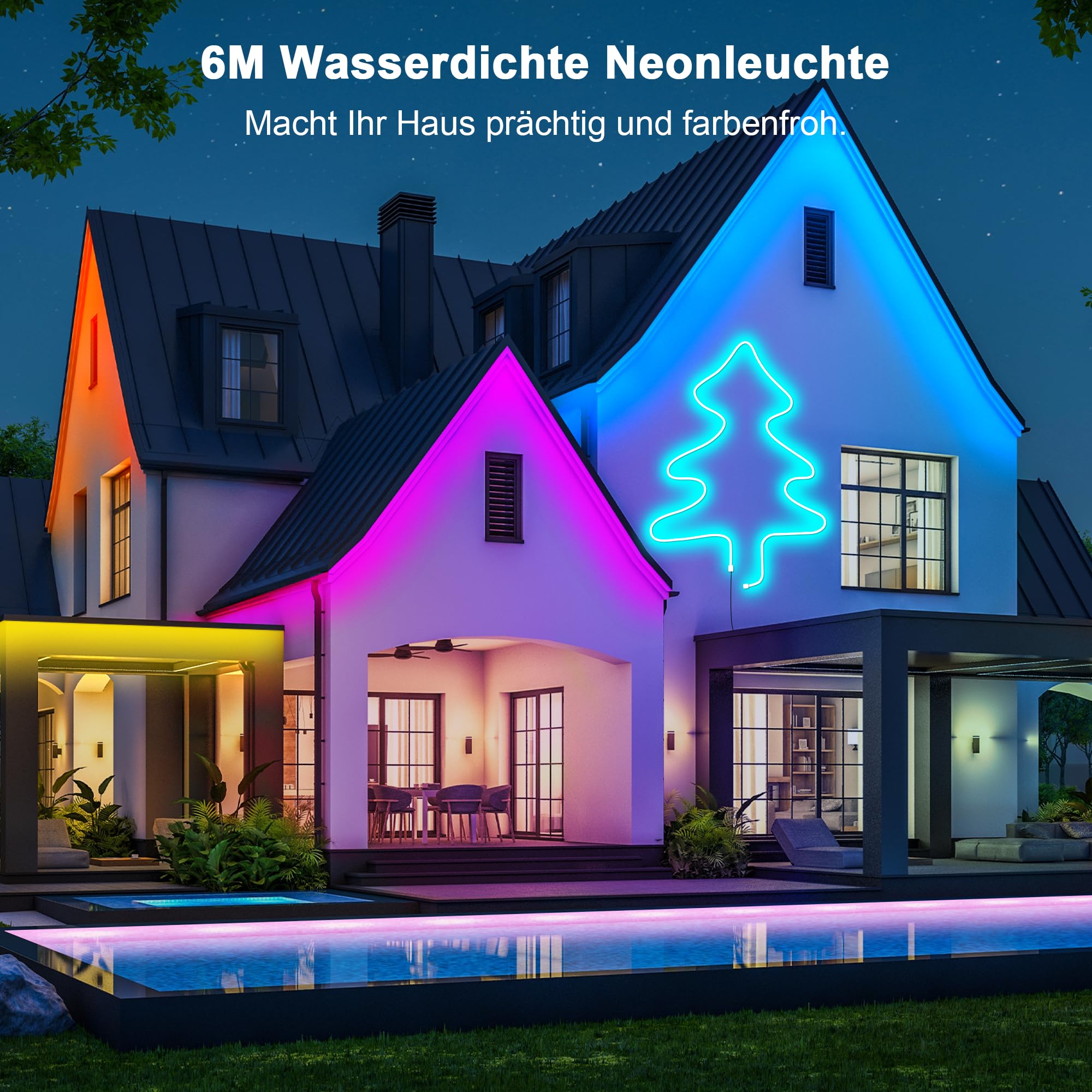 Cozylady RGB Neon Led strip Light, mit Fernbedienung, APP Steuerung, wasserdichte flexible Rgb Streifen, 24V LED Neon band für Schlafzimmer, Heiminnenausstattung Dekoration. (6M)