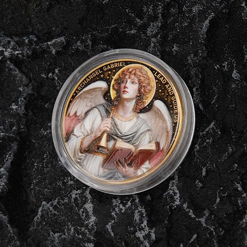 Miniatura 6 de Moneda de oración del Arcángel Gabriel  Santo patrón de la comunicación, ficha de bolsillo de mensajero divino para protección y orientación, regalo