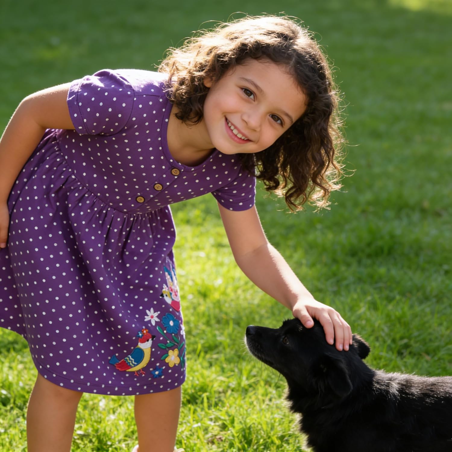 AMIYAN Toddler Girl Short Sleeve Dress Cotton Embroidery Applique Dresses Casual Cartoon Print Dresses for Girls 2-6 Years - Image 2