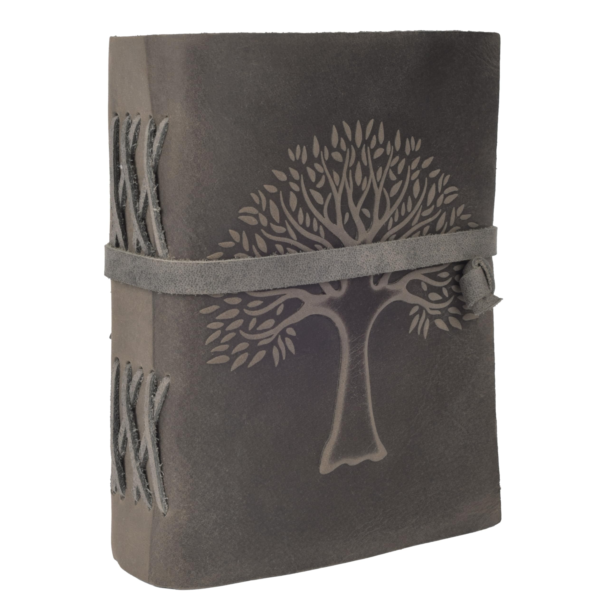 VDS Tree of Life Leather Journal 7 x 5 Inches Vintage Handmade Leather Bound Diary with 200 Deckle Edge Antique Papers Book of Shadows, Sketchbook, Writing Notebook for Men & Women - Grey - Image 2