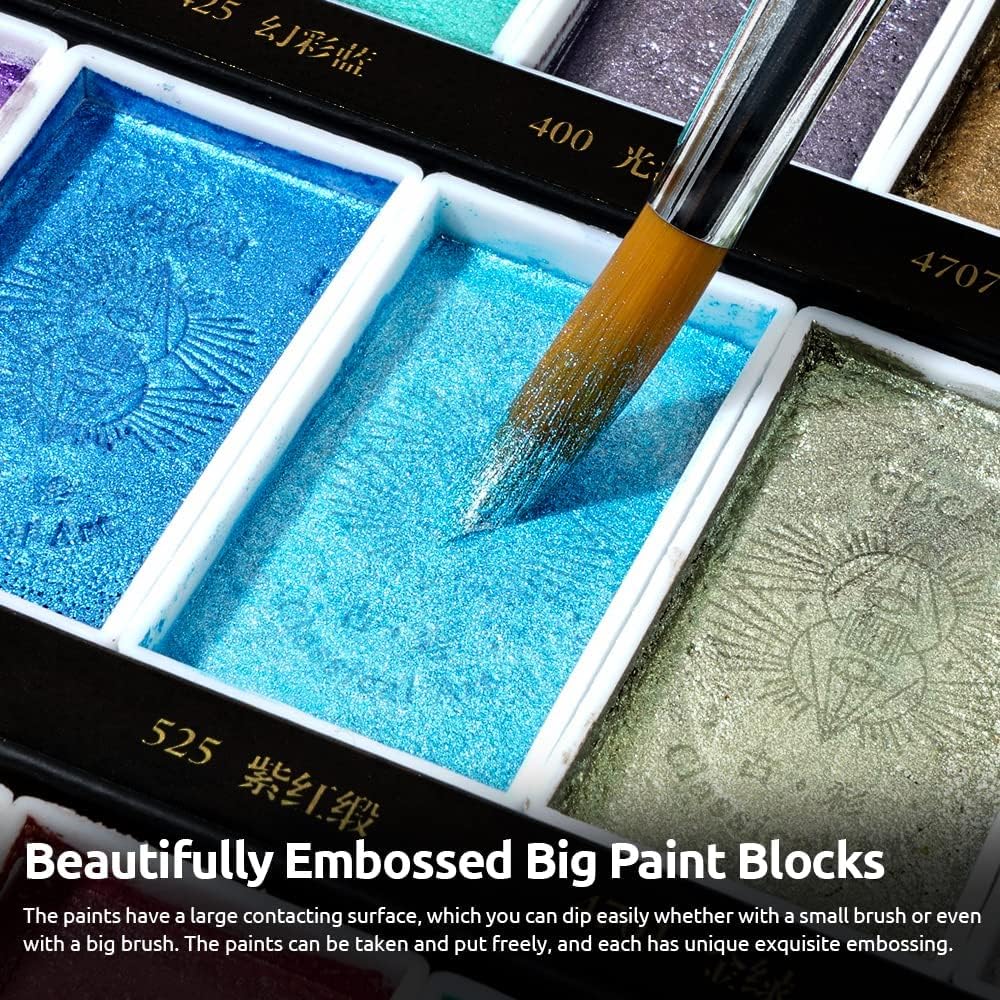 Paul Rubens Watercolor Paint Set, 36 Classical Glittery Colors Solid Paints, Strong Coverage, Good Lightfastness, Ideal for Illustrators, Artists, Painters, Students