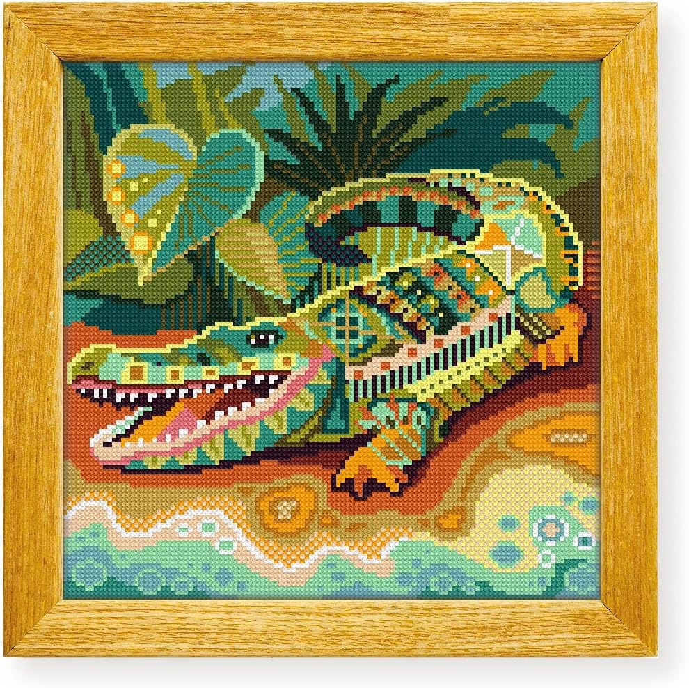 Awesome Pattern Studio Mandala Crocodile DS308, Diamond Painting Kit, Diamond Art Kits for Adults, Full Drill 5D Diamond Dots Kits. All Items Included.