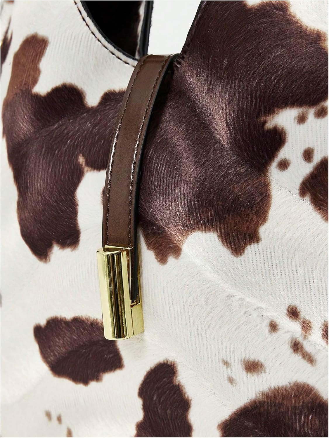 Women's Cow Graphic Studded Rivet Shoulder Handbags Retro Large Circle Tote Bags Purse - Image 5