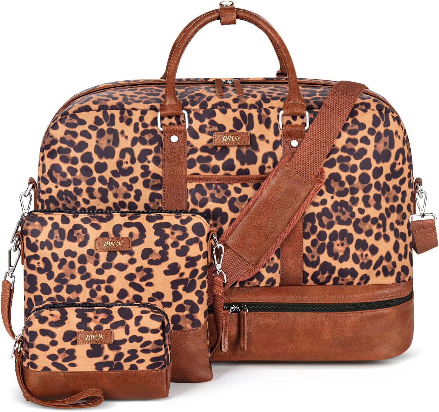 Weekender Bag for Women, Large Overnight Bag Canvas Travel Duffel Bag Carry On Tote with Shoe Compartment 21" 3Pcs Set - Image 9