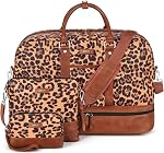 IBFUN Weekender Bag for Women, Large Overnight Bag Canvas Travel Duffel Bag Carry On Tote with Shoe Compartment 21" 3Pcs Set