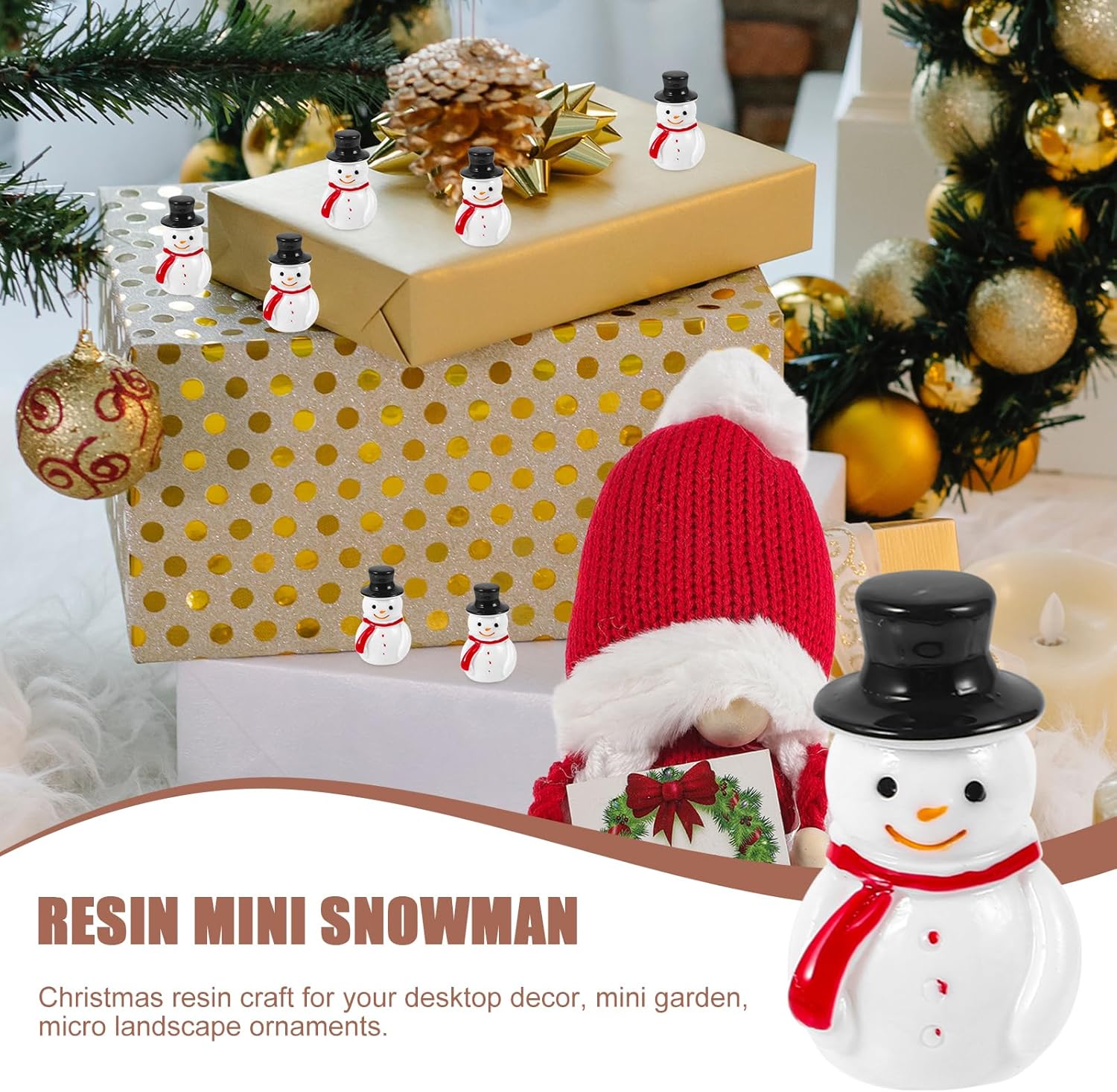20pcs Mini Snowman Figurines, Tiny Christmas Resin Snowman Ornaments with Top Hats, for DIY Crafts, Micro Landscape Ornament, Winter Holiday Decor - Image 3