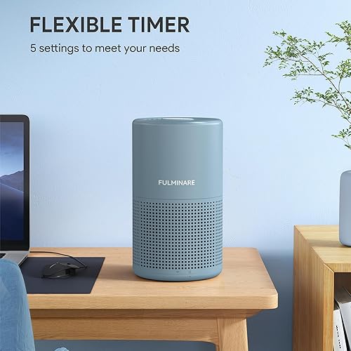 Miniatura 3 de FULMINARE Purificadores de aire para dormitorio, purificador de aire pequeño portátil para el hogar, oficina, sala de estar (azul niebla)